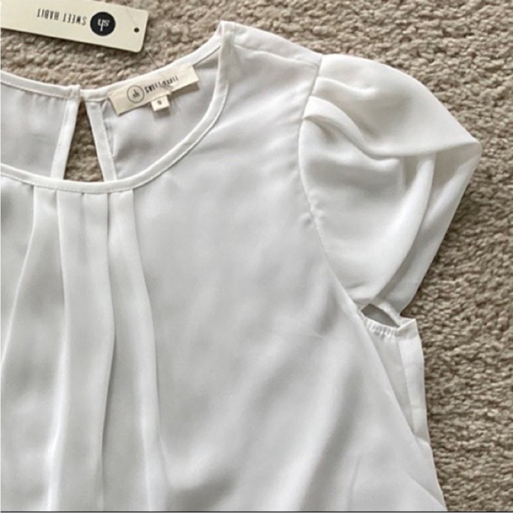 Creamy White Short Sleeve Blouse - Picture 4 of 10